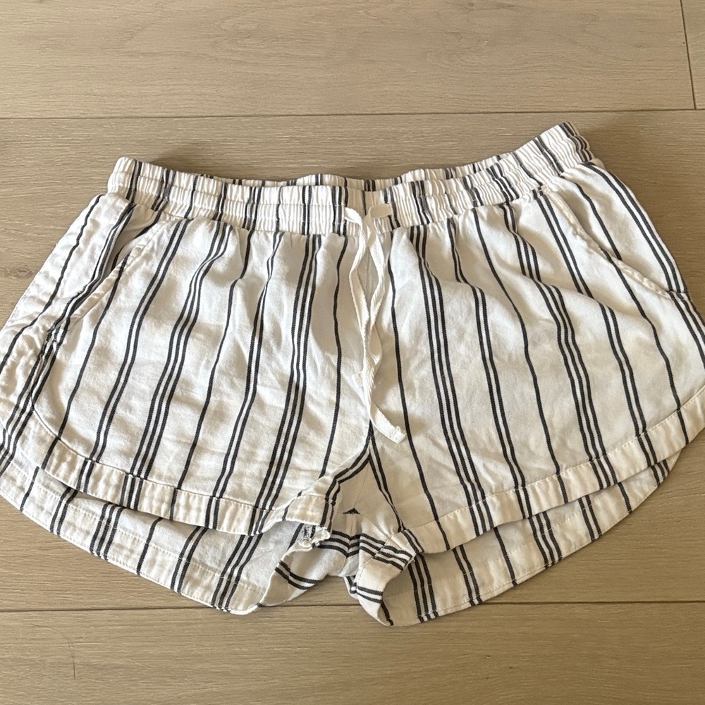 Billabong Black and White Striped Athletic Shorts